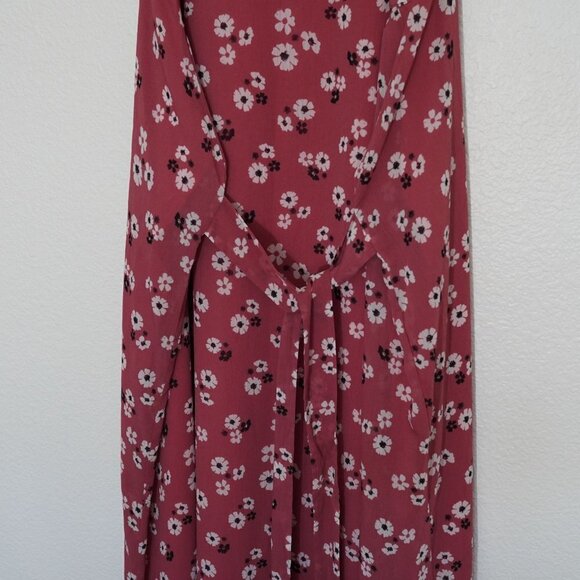 Madewell Maxi Dress Tie Waist Slit Flowy‎ Floral Daisy Sleeveless Pink Mauve XXS - Picture 11 of 14